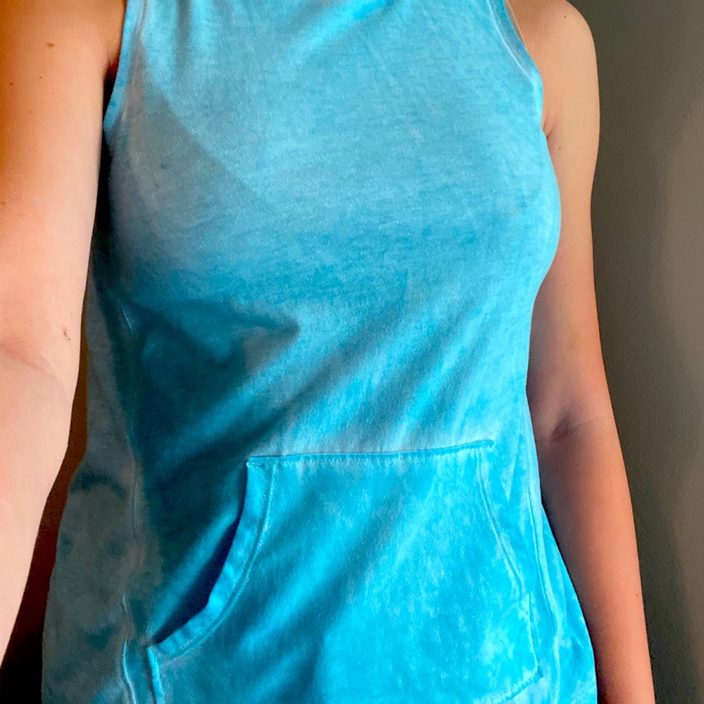 Blue tie die wash tank with hoodie girls size 12
